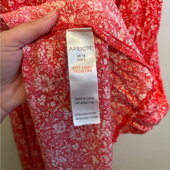 APRICOT Floral Flowy Lightweight Cap Sleeve Slit Maxi Sundress Dress Red White - Picture 9 of 11